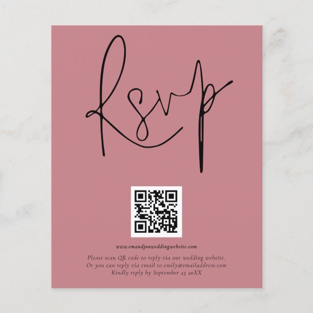 PAPIER | QR Code Script Wedding Dusty Rose UAWG (Vorne)