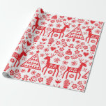 PAPIER RED SCANDINAVIAN CHRISTMAS PATTERN GESCHENKPAPIER<br><div class="desc">SCANDINAVIAN CHRISTMAS PATTERNRED AND WEISS</div>