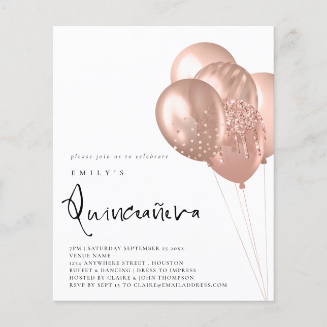 PAPIER Rose Gold Ballon QR Code Quinceañera Party (Vorne)