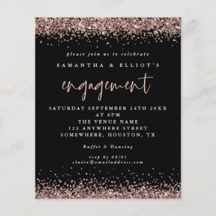PAPIER Rose Gold Glitzer Verlobung Black Invite