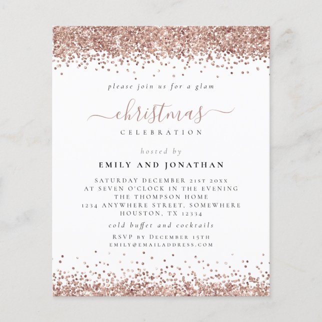 PAPIER | Rose Gold Glitzer Weihnachtsfest Party Ei (Vorne)