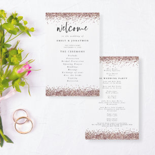 PAPIER Rose Gold Glitzer White Wedding Programm