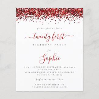 PAPIER | Roter Glitzer 21. Party Einladung