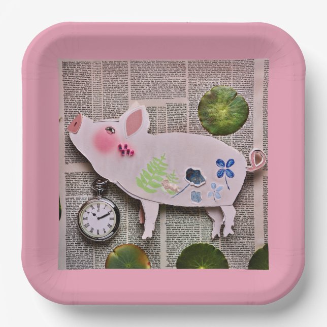 Papier-Schwein-Papierteller Pappteller (Vorderseite)