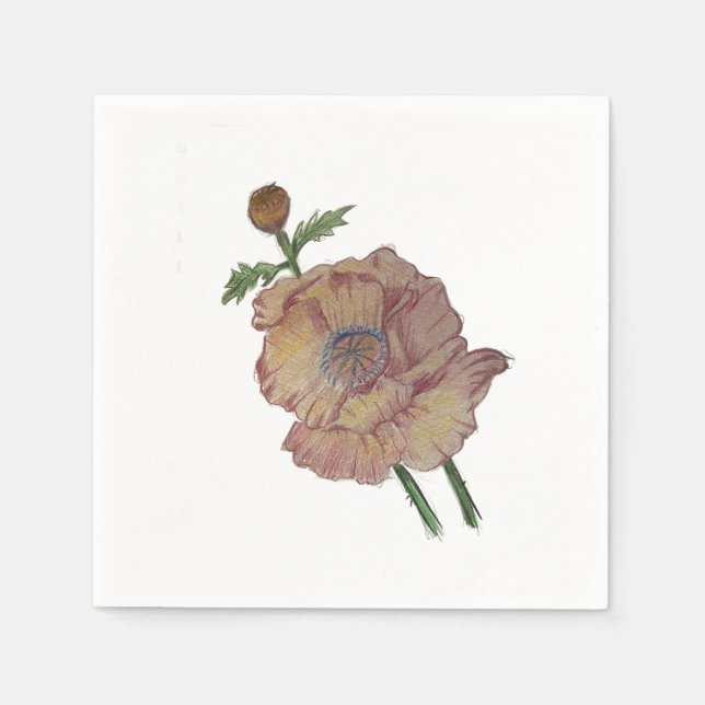 Papier-Serviette Aquarell Bleistift Blumen-Design Serviette (Vorderseite)