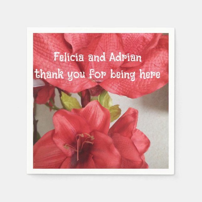 Papier Serviette Hochzeit Amaryllis rot (Vorderseite)