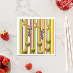 Papier Servietten, Bananen Affen Streifen Serviette