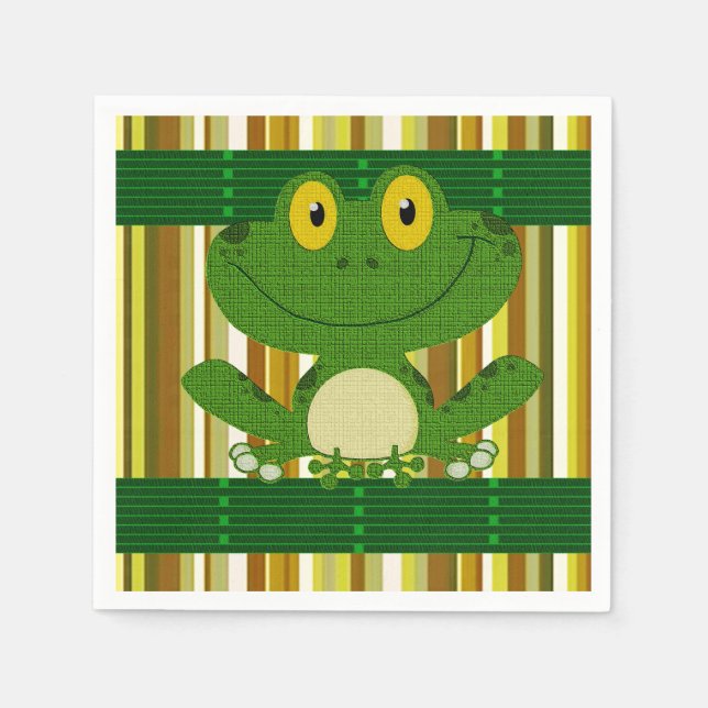 Papier-Servietten Frosch Serviette (Vorderseite)