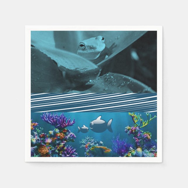 Papier-Servietten Frosch Serviette (Vorderseite)