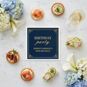 Papier-Servietten Geburtstagsfeier Elegant Navy Go Serviette