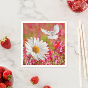 Papier-Servietten, Rosa Weiße Taube Gänseblümchen Serviette