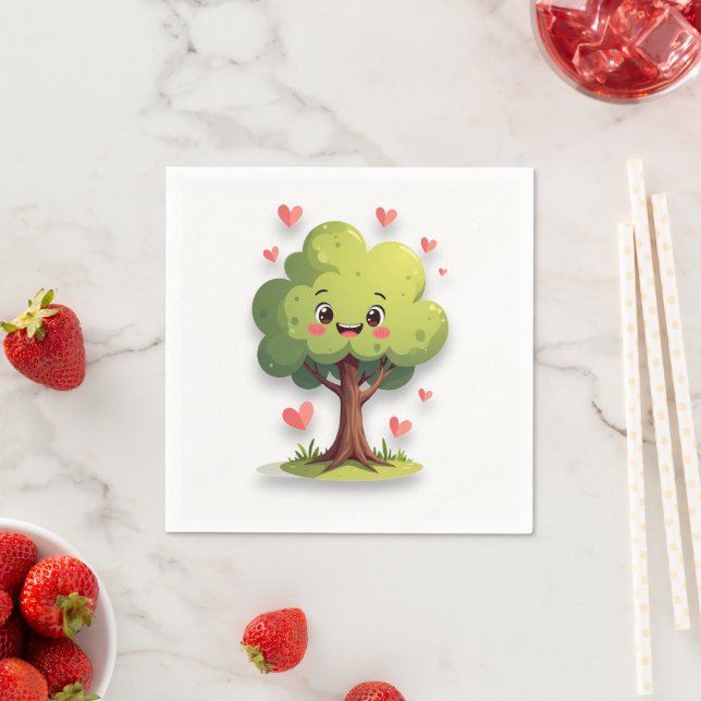 Papier Servietten Valentinstag Baum Rote Herzen (Beispiel)