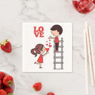 Papier Servietten Valentinstag Rote Herzen
