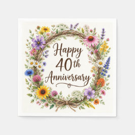 Papier-Servietten zum 40. Hochzeitstag, 40 Jahre E Serviette