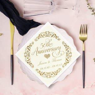Papier-Servietten zum 50. goldenen Hochzeitstag Serviette