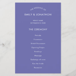 PAPIER | Simple Text Blue Wedding Program