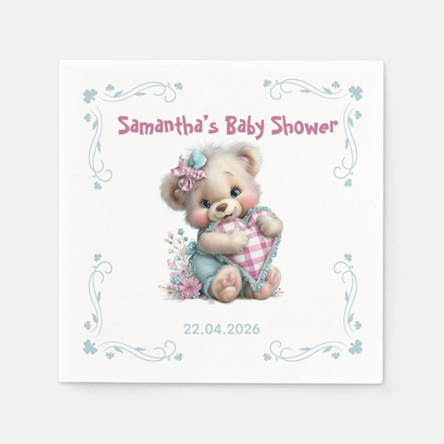 Papier-Taschentücher Teddy-Bär-Baby-Party  Serviette (Vorderseite)