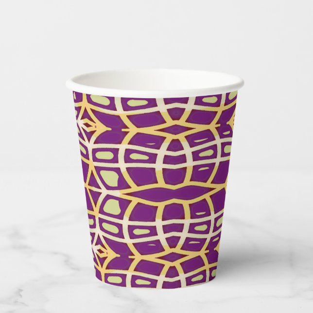 Papier-Tasse, Ein lebhaftes, farbenfrohes klassisc Pappbecher (Vorderseite)