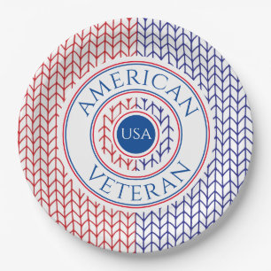 PAPIER-TELLER 9" RUND AMERIKANISCHER VETERAN PAPPTELLER