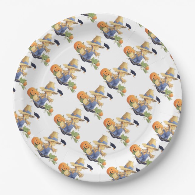 Papier-Teller 9"/Zwei-Halloween-Skelette Pappteller (Vorderseite)