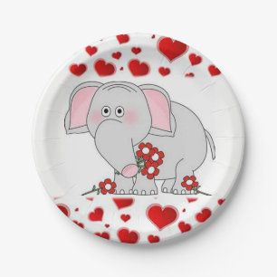 Papier Teller Valentinstag Elefant