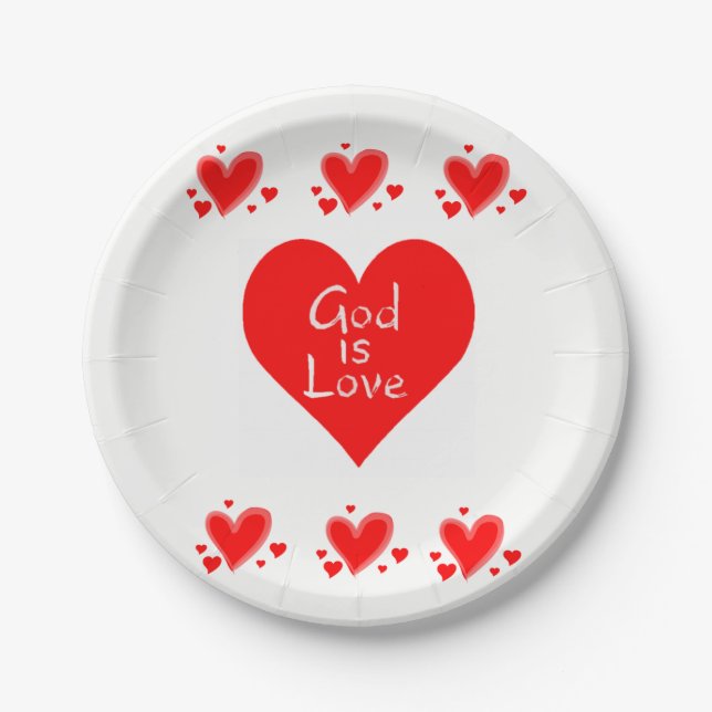 Papier Teller Valentinstag GOD ist LIEBE (Vorderseite)