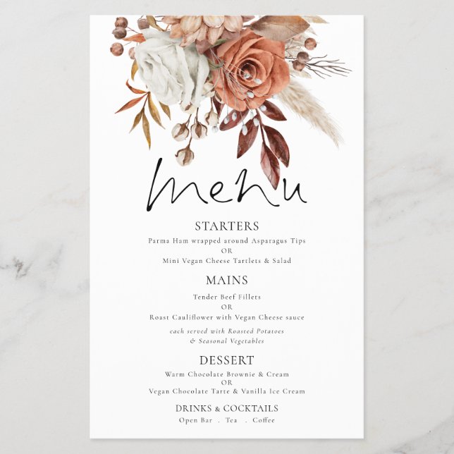 PAPIER | Terracotta Florals Rustic Wedding Menu (Vorne)