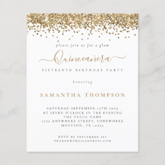 PAPIER | Trendy Gold Glitzer Quinceañera Einladung
