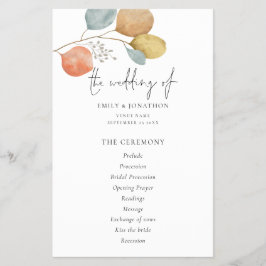 PAPIER | Trendy Watercolor Blätter Wedding Program