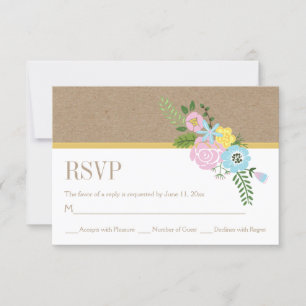 Papier und rosa, Aqua-Blume Hochzeit RSVP Karte