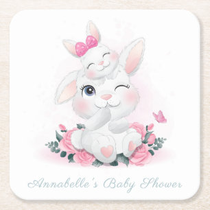 PAPIER UNTERSETZER : BABYDUSCHE : BUNNY AUF DEM MU