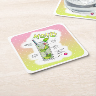 PAPIER UNTERSETZER - MOJITO RECIPE COCKTAIL ART