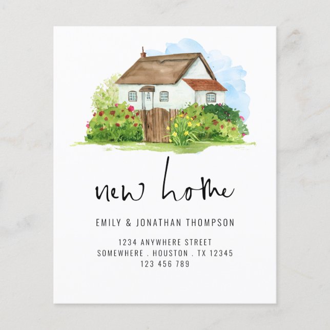 PAPIER Watercolor House Floral Neue Zuhause-Adress (Vorne)