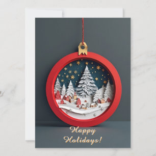 Papier-Weihnachtsdekoration mit Winterdorf Karte