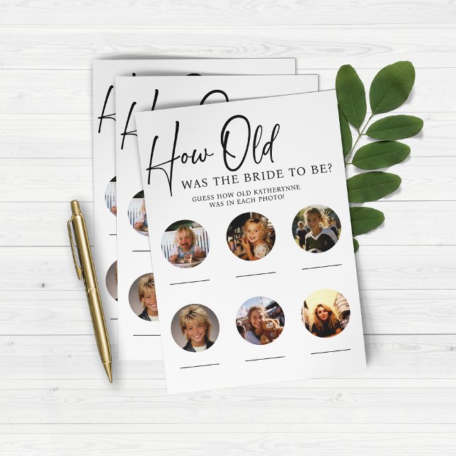 PAPIER Wie alt war das Bridge Brautparty Party Gam (How old was the bride to be?)