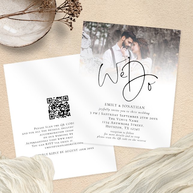 PAPIER Wir machen QR Code Foto Hochzeitsempfehlung (Front and back view. Value paper alternative.Part of a large collection of matching wedding supplies)