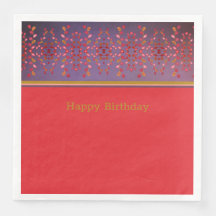 Papier zum Geburtstag Napkin in Pink Plum und Senf