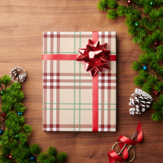 Papier zum Umblättern von Beige, Rot und Grün Geschenkpapier