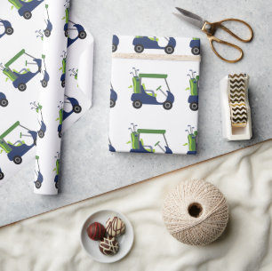 Papier zum Wrapping von "Navy & Green Golf Cart" Geschenkpapier