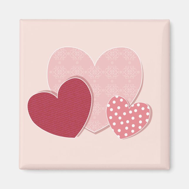 Papieraufkleber mit rosa Herz Magnet (Vorne)