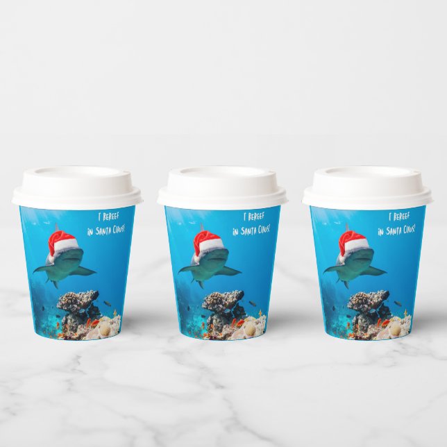 Papierbecher, Shark Christmas Pappbecher (Multi)