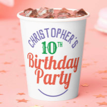 Papierbecher zum 10. Geburtstag eines Kindes