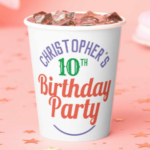 Papierbecher zum 10. Geburtstag eines Kindes