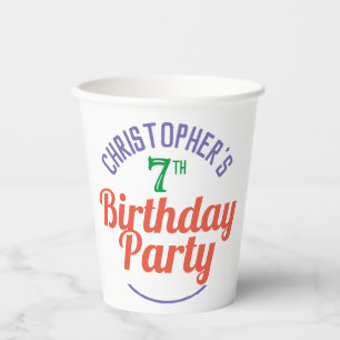 Papierbecher zum 7. Geburtstag eines Kindes