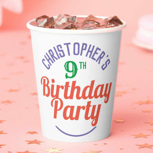 Papierbecher zum 9. Geburtstag eines Kindes