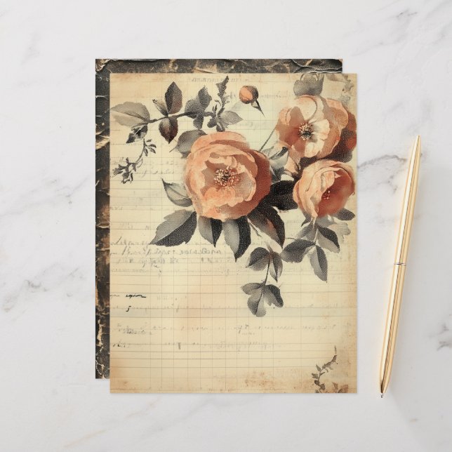 Papierblatt für Peachy-Rose (Vorderseite/Rückseite Beispiel)