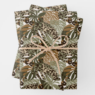 Papierblätter aus Leopard Geschenkpapier Set