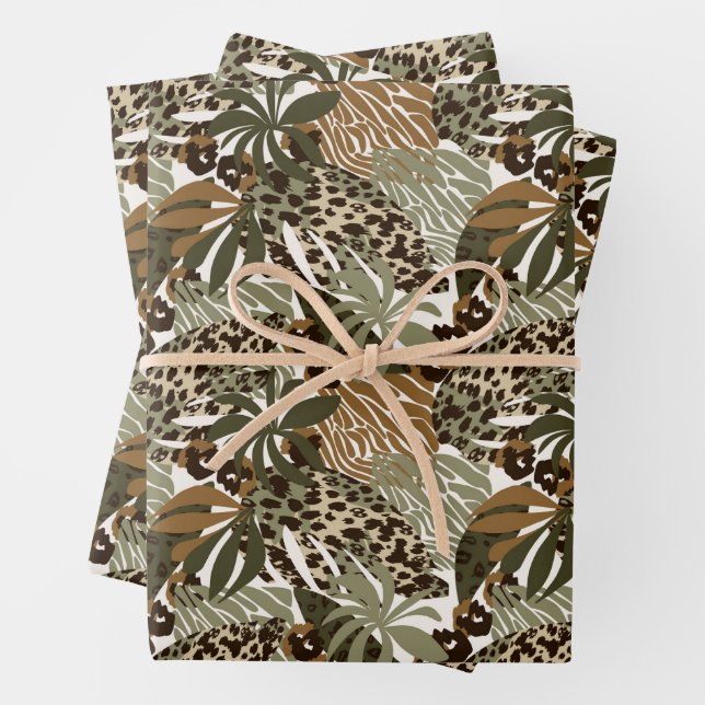 Papierblätter aus Leopard Geschenkpapier Set (Beispiel)
