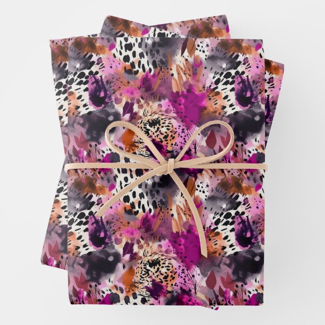 Papierblätter aus Leopard Geschenkpapier Set (Beispiel)