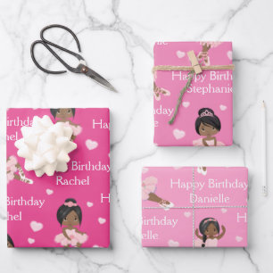 Papierblätter aus schwarzen Ballerina Geschenkpapier Set
